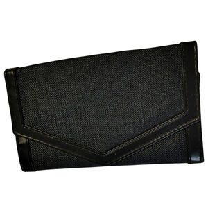 Textured Black Maxi Clutch 1970s Vintage Mr. Ralph Fold Over Snap Closure Bag